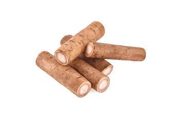 Burdock roots isolated white background.