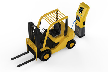 forklift truck charges at station