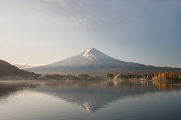 mount fuji in the moring time,lake kawaguchi, Japan