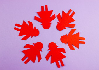 Color cut origami paper People. Team and friendship concept.
