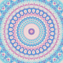 Seamless background pattern. Round decorative geometric mosaic art tile pattern. Vector image.