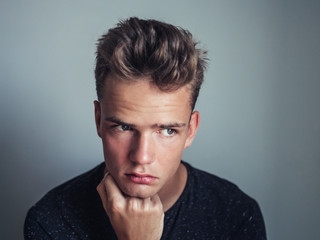 portrait of a sad young man