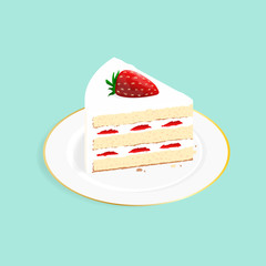 isometric strawberry cake vector