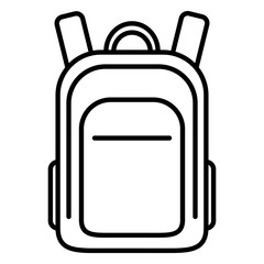 Vector Single Black Outline Icon - School Bag. Plain Backpack.