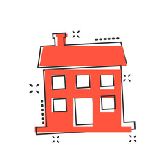 Vector cartoon house icon in comic style. Building sign illustration pictogram. House business splash effect concept.