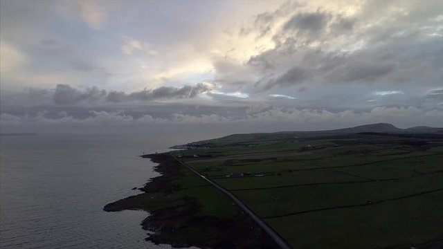 Aerial of Farm Land in the Isle of Islay Scotland