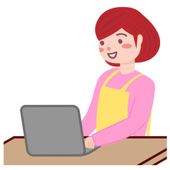 パソコンを使う主婦