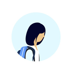 asian school girl profile avatar icon isolated female cartoon character portrait flat vector illustration