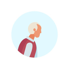 old man profile avatar elderly grandfather isolated portrait flat cartoon character vector illustration