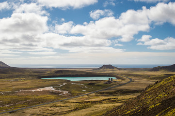 Graenavatn crater lake, Reykjanes peninsula, western Iceland