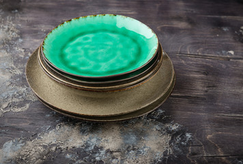 Food background. Empty plates