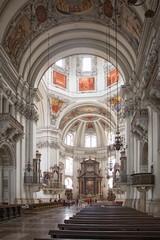 Fototapeta na wymiar Salzburg baroque cathedral interior view