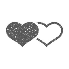 Heart shape icon in grunge texture. Vintage style vector illustration.