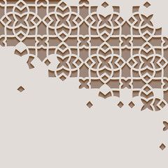 Arabic arabesque design greeting card for Ramadan Kareem. Islamic ornamental mosaic.Vector illustration.