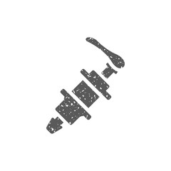 Bicycle hub icon in grunge texture. Vintage style vector illustration.