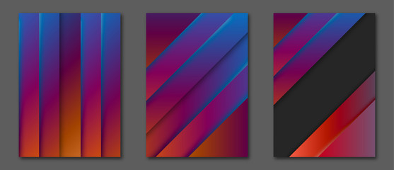 Fototapeta premium Set of abstract futuristic backgrounds with layers overlap. Applicable for Covers, Placards, Posters, Booklets, Blanks, Cards, Flyers and Banner Designs. A4, vector EPS10.