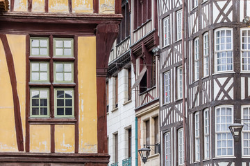 facade of old houses in the city of Rouen