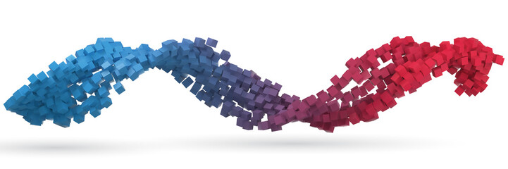 small cubes flow. 3d style vector illustration.