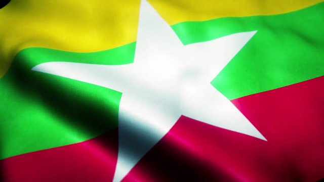 Waving Flag of Myanmar