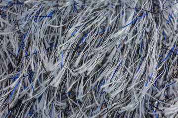 knitting fabric with wool fringes in white and black