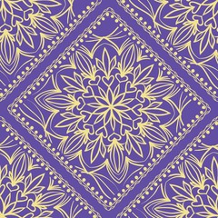 pattern with floral mandala, decorative border. seamless design for print fabric. Ornamental Vector Background.