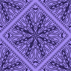 Vector nature seamless pattern with abstract floral ornament. Round mandala in childish style.