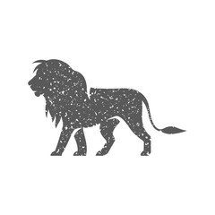 Lion icon in grunge texture. Vintage style vector illustration.