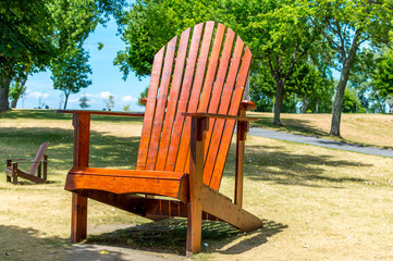Large wooden chair in Quebec, Canada