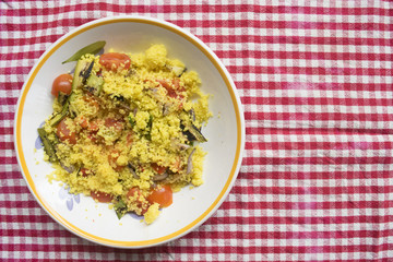cous cous with variety of vegetables