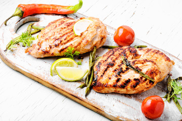 Roast chicken breast with lime