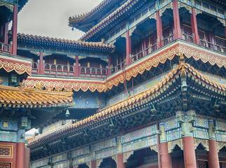 Fototapeta na wymiar Lama Temple architecture and ornaments, Beijing, China