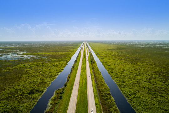 Aerial Florida Everglades Alligator Alley - Powered by Adobe