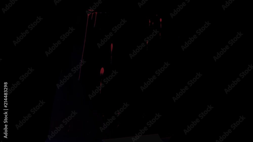 Poster red blood dripping vertically on black background for use with visual effects and/or design and text