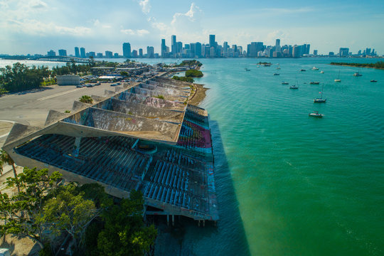 Aerial photo abandoned Miami Marine Stadium Key Biscayne