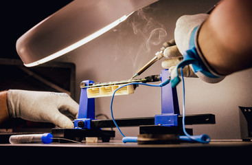 Repair of electronic devices, soldering and circuit board