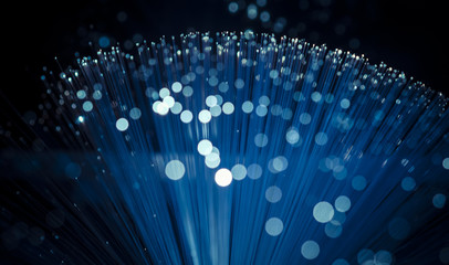 Information, fiber optic showing data or internet communication concept