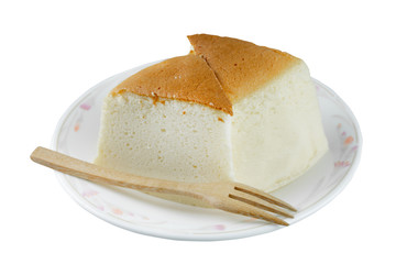 Homemade cheesecake, healthy summer dessert pie cheesecake - isloated on white background. clipping paths