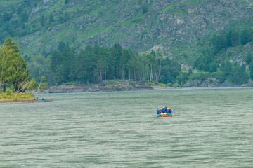 Fototapeta na wymiar Summer mountain river in the Altai