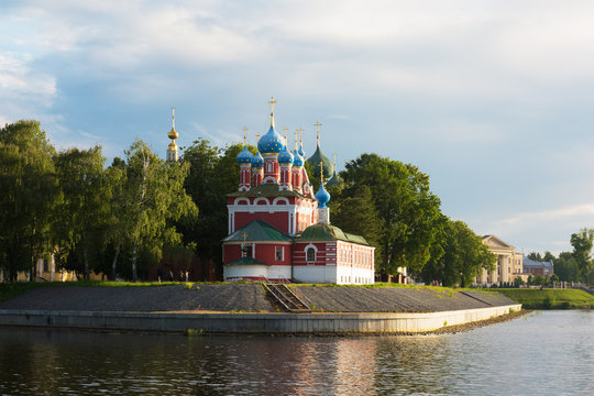 Russia. Church of St. Dmitry on the Blood in Uglich. Uglich City and the Volga River.