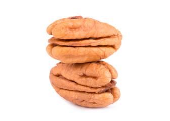 Pecan nuts on white background