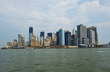 Südspitze Manhattans, Nachfolgebauten auf Ground Zero im Bau, New York City, New York, Vereinigte Staaten von Amerika, USA. Vor der Eröffnung des neuen OneWolrd Trade Center (2014)