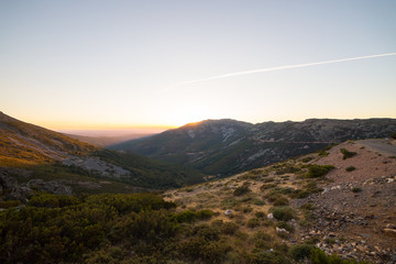 Obraz premium Beautiful mountain landscape at sunset in La Peña de Francia, Salamanca, Spain 