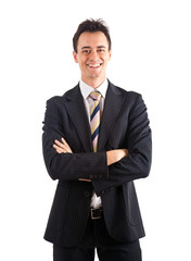 Handsome young businessman portrait isolated on white