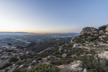 Predawn view of the San Fernando Valley in Los Angeles California.  Shot from Rocky Peak Park near Simi Valley.  