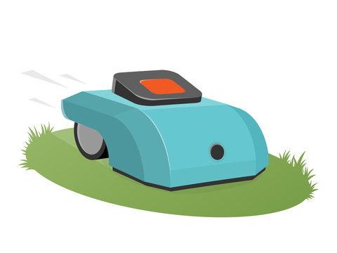 automatic lawnmower mowing the lawn