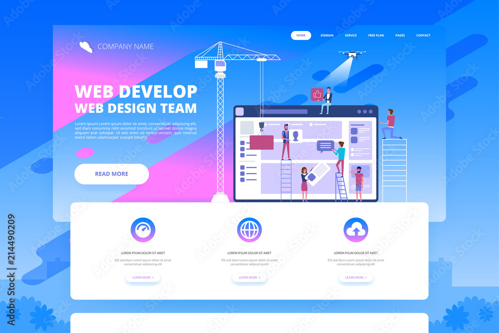 Poster web design and app development concept