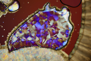 Obraz na płótnie Canvas Colorful micro crystals in polarized light