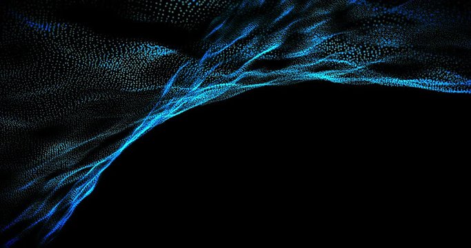 Surface Wave Particle Pattern Loop Animation 4k Background Video in Blue and White.