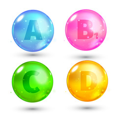 Vitamin. High quality gold oil capsule. Vector illustration