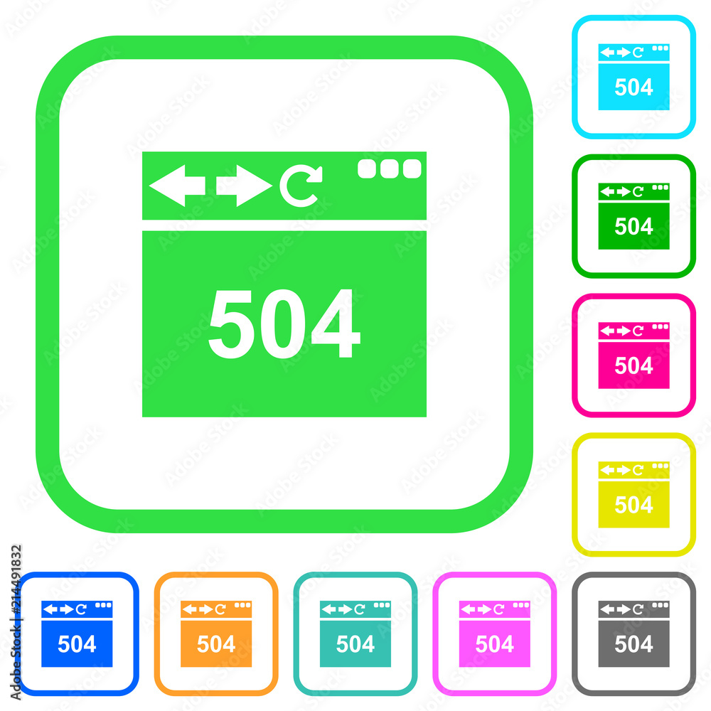 Aufkleber browser 504 gateway timeout vivid colored flat icons